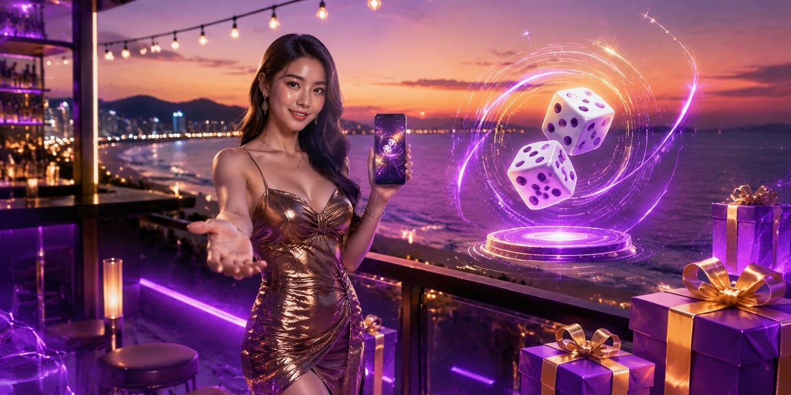 Người chơi tham gia trò chơi tài xỉu bên bãi biển Nha Trang với thiết bị di động